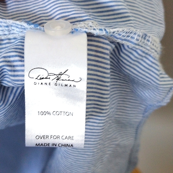 Blue and White Striped Button Up with Floral Appliques - size 3X - Picture 5 of 6